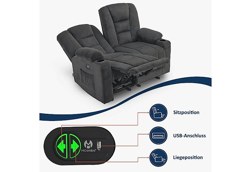 MCombo 2,5-Sitzer M MCombo Sofa 150° Verstellbar, 2er/3er Relaxsessel, 7009 günstig online kaufen