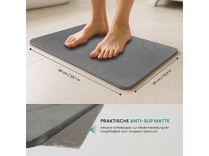 ArtUniverse Badematte Kieslgurmatte dunkelgrau 39x60 cm günstig online kaufen