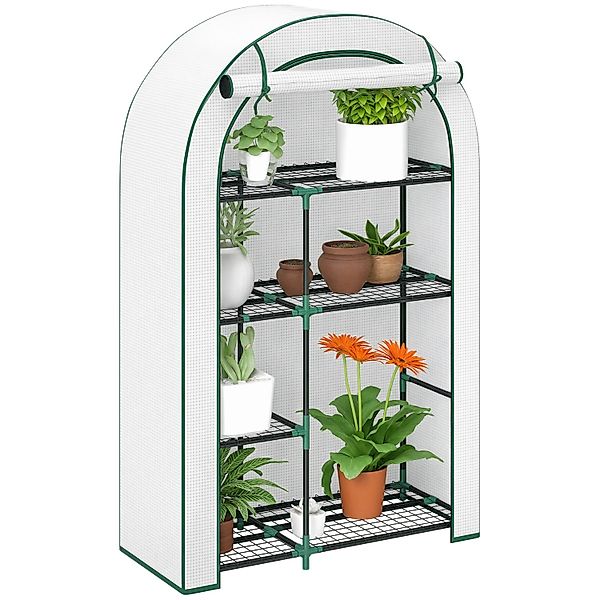 Outsunny Gewächshaus mit Runddach und Tür 100 x 45 x 160 cm Weiß günstig online kaufen