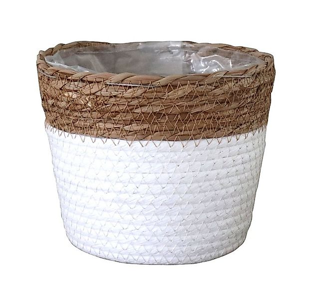 Grafelstein Blumentopf Pflanzkorb BREEZY weiß mit braunem Rand D18cm Pfla günstig online kaufen