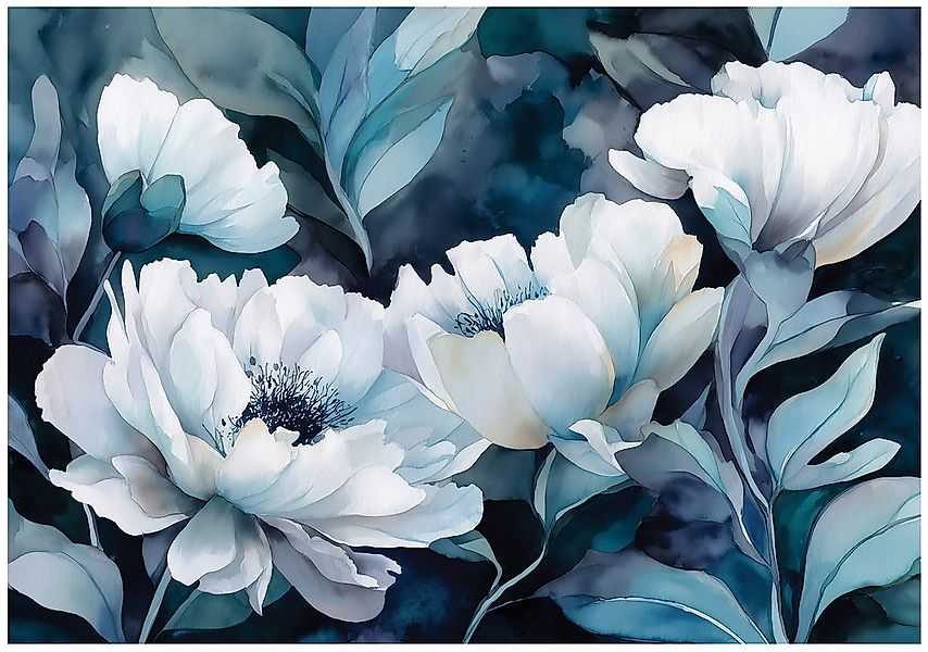 Wallarena Fototapete Blumen Blau Weiß Natur Vlies Tapete Wohnzimmer Schlafz günstig online kaufen