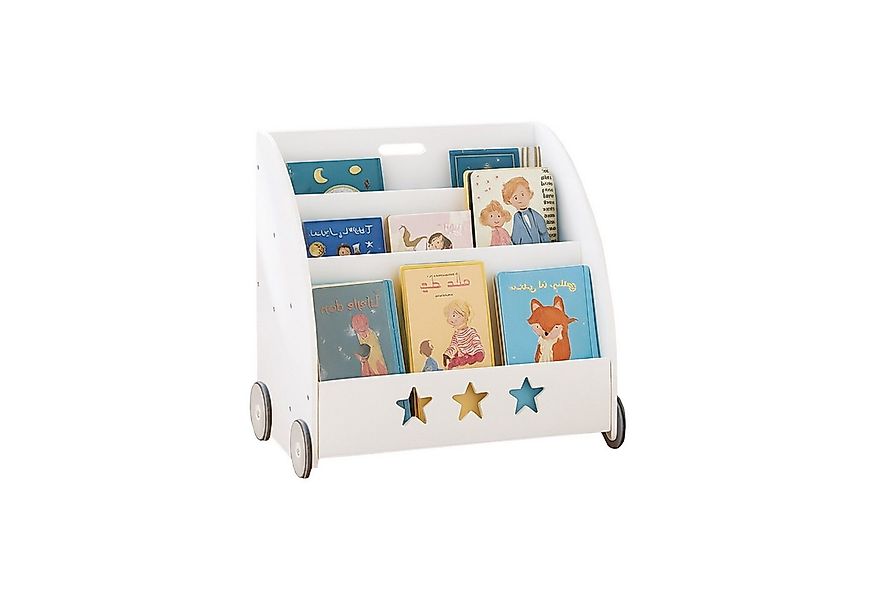relaxdays Kinderregal Bücherregal für Kinder fahrbar, weiß günstig online kaufen