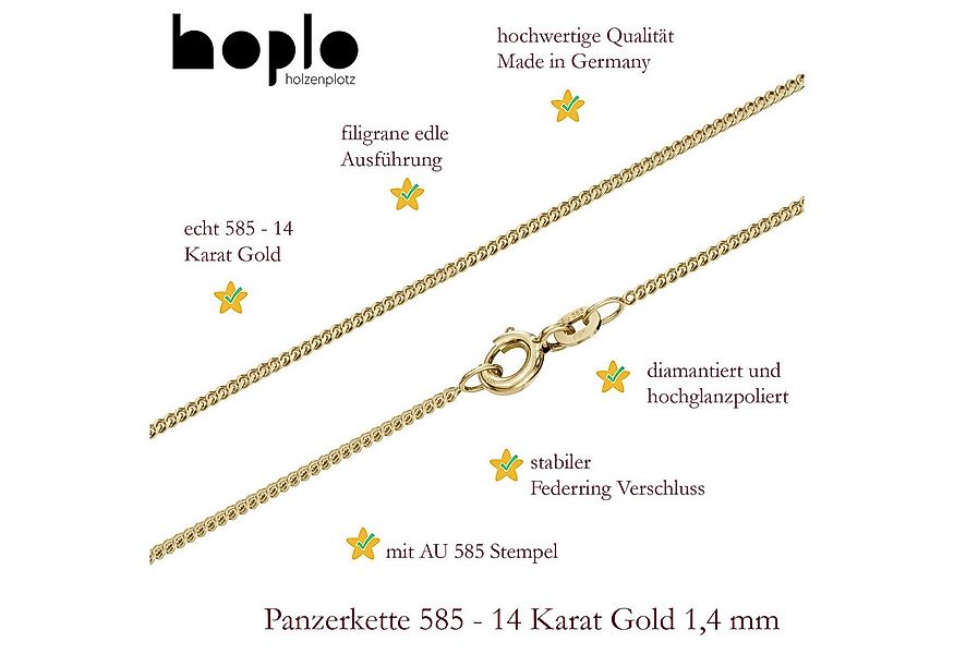 HOPLO Panzerkette Goldkette Panzerkette Länge 36cm - Breite 1,4mm - 585-14 günstig online kaufen
