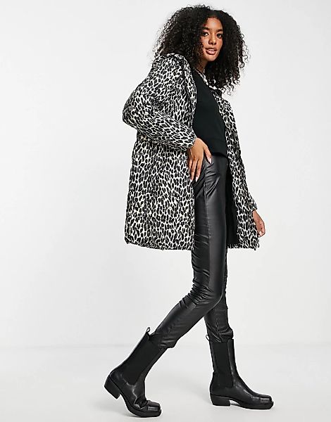 Vila – Wattierter Mantel mit Leopardenmuster und Kapuze-Mehrfarbig günstig online kaufen