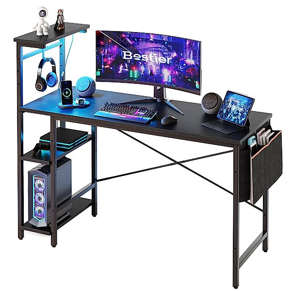 Bestier Gamingtisch Gaming Schreibtisch mit Regalen günstig online kaufen