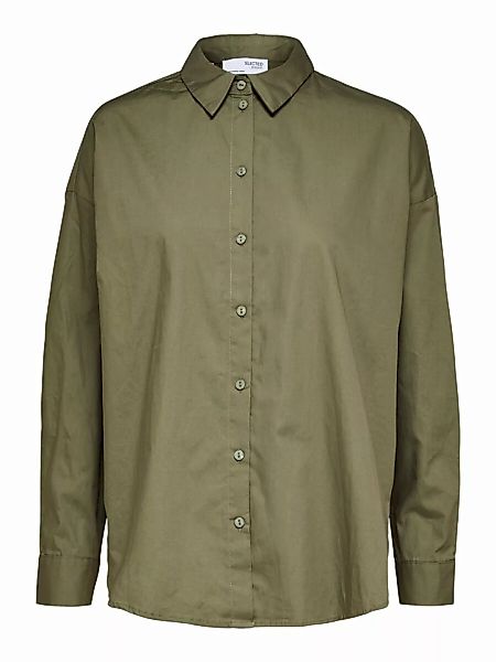 SELECTED Relaxed Fit Baumwoll Hemd Damen Grün günstig online kaufen
