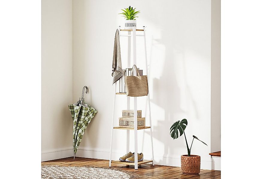 HOMCOM Garderobenständer freistehender Kleiderständer mit Stauraum, 8 Haken günstig online kaufen