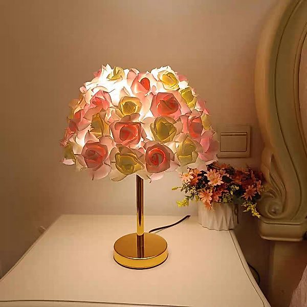JDONG Nachttischlampe Kreative Blumen Schreibtischlampe,Rosa-Weiß / günstig online kaufen