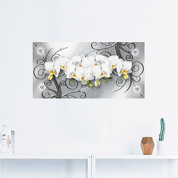 Artland Wandbild »weiße Orchideen auf Ornamenten«, Blumenbilder, (1 St.), a günstig online kaufen