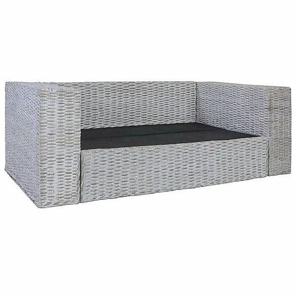 2-sitzer-sofa Mit Polstern Grau Natürliches Rattan günstig online kaufen