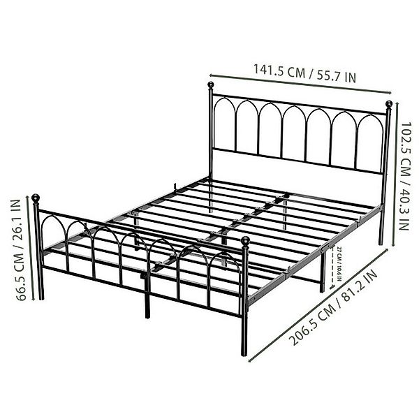 STILVORA Metallbett Metallbett 140x200 Bettgestell mit Lattenrost,Stauraum günstig online kaufen