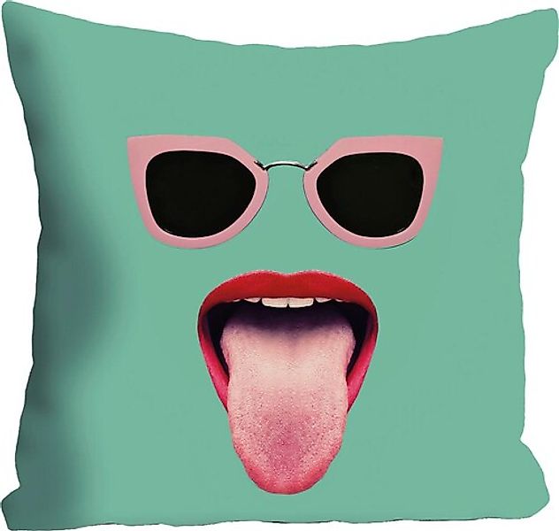 queence Dekokissen »»Mund + Brille««, in intensiven Farben, Kissenhülle ohn günstig online kaufen