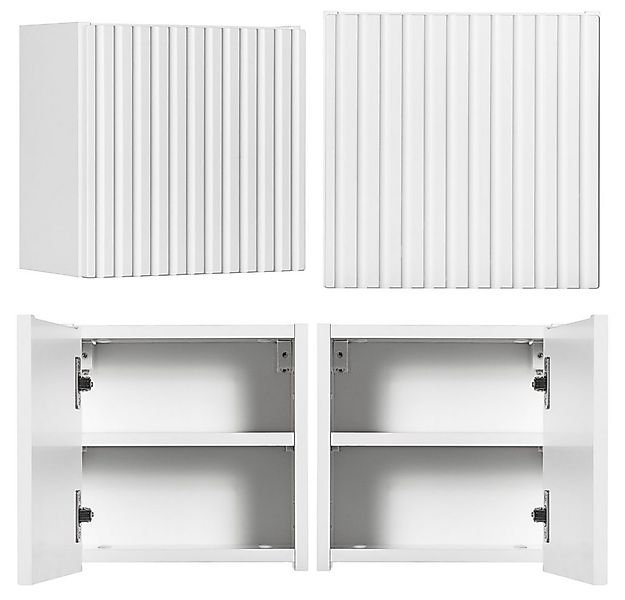 Lomadox Hängeschrank NEWPORT-56-WHITE Wandschrank Badschrank, weiß, gerillt günstig online kaufen