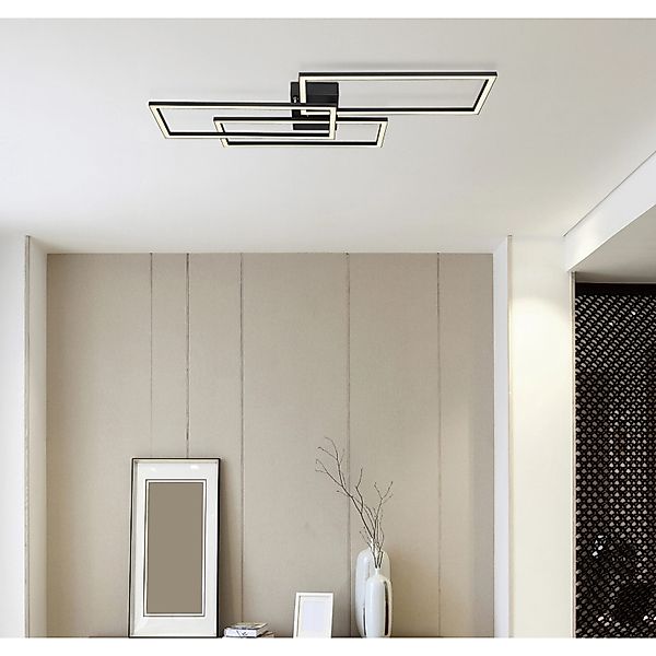 Globo LED-Deckenleuchte Tiny 1-flammig Schwarz matt 900 x 400 x 80 mm günstig online kaufen