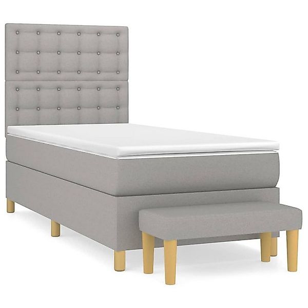 vidaXL Boxspringbett, Boxbett mit Matratze Hellgrau 90x200 cm Stoff günstig online kaufen