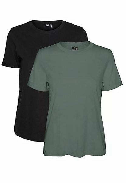 Vero Moda T-Shirt 2er Pack Basic T-Shirt VMPAULA (2-tlg) 5270 in Schwarz-Kh günstig online kaufen
