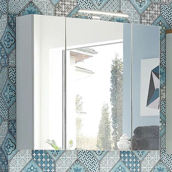 Badezimmer Spiegelschrank 3-trg mit LED und Steckdose LUBLIN-01 in weiß BxH günstig online kaufen