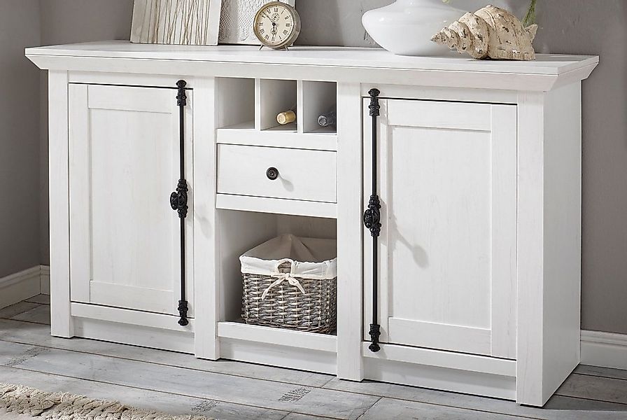Furn.Design Anrichte Hooge (Sideboard in weiß Pinie Landhaus, 152 x 83 cm), günstig online kaufen