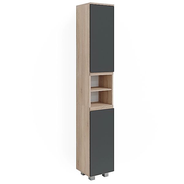 Vicco Badschrank J-Shape Sonoma/Anthrazit 30 x 190 cm günstig online kaufen
