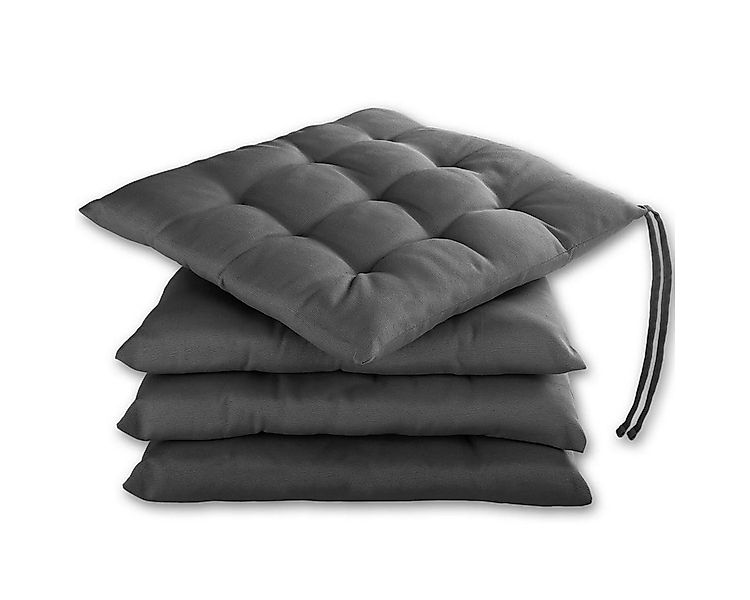 Gräfenstayn Stuhlkissen - 4er Set Sitzkissen 40×40 cm mit Haltebändern - In günstig online kaufen