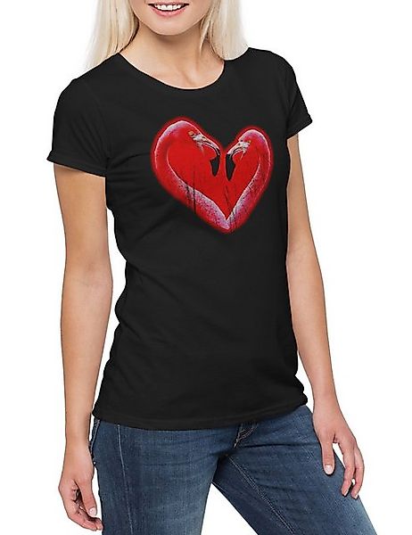 Urban Backwoods Print-Shirt Flamingo Heart II Damen T-Shirt Herz Heart Flam günstig online kaufen
