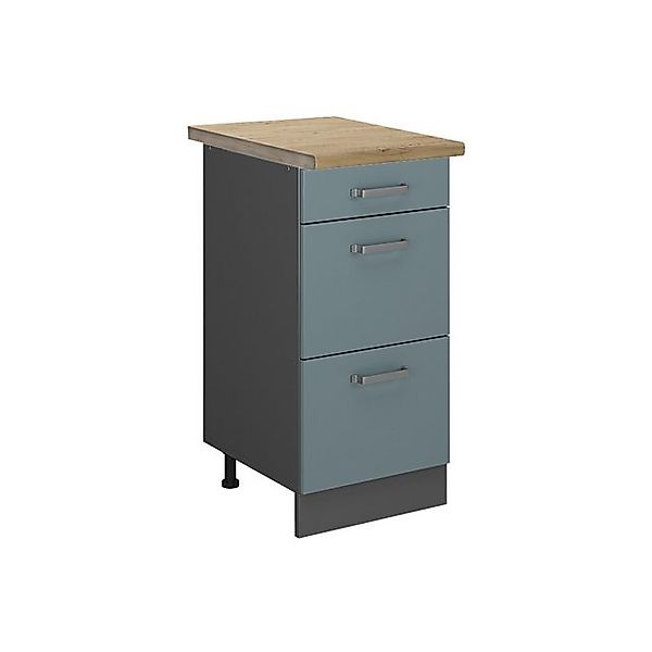 Vicco Küchenunterschrank R-Line Blau-Grau/Anthrazit 40 cm mit Schubladen AP günstig online kaufen