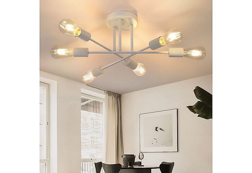 Nettlife Deckenleuchten Wohnzimmer 6 Flammig Schwarz/Weiß/Gold E27 Deckenla günstig online kaufen