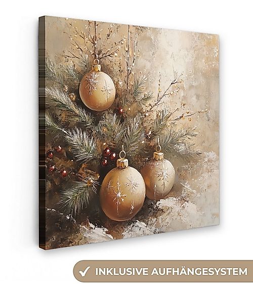 OneMillionCanvasses® Leinwandbild Weihnachten - Kugeln - Beige - Gold, Foto günstig online kaufen