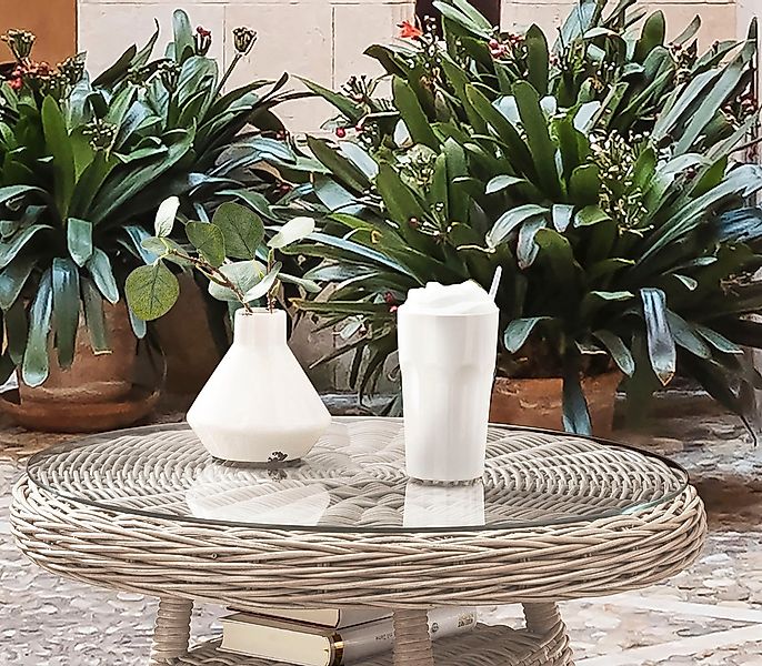Destiny Gartentisch »MALAGA«, Ø: 60cm x H: 55cm, Aluminium, Polyrattan günstig online kaufen