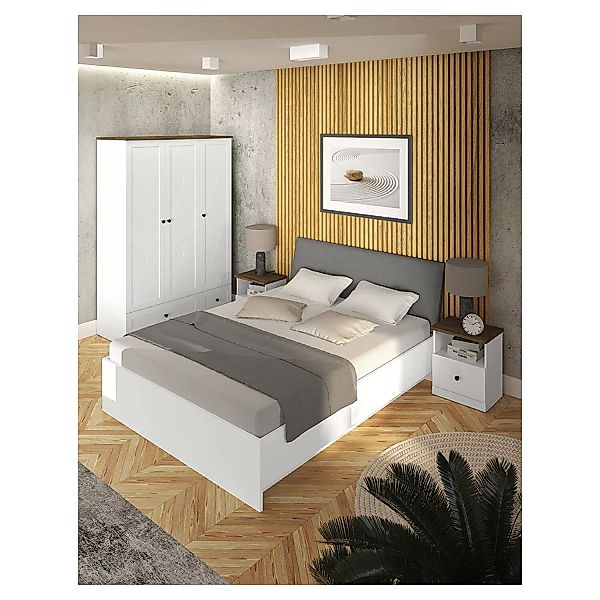 Schlafzimmer Set mit 160 cm Bett inkl. Lattenrost und Bettkasten LEESTON-13 günstig online kaufen
