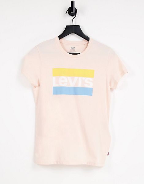 Levi's – The Perfect T-Shirt – T-Shirt mit Streifenlogo in Muschel-Hellrosa günstig online kaufen