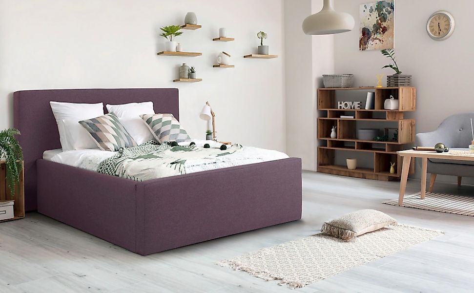 Home affaire Polsterbett "Dalina" geradliniges Kopfteil, in 5 Breiten, auch günstig online kaufen