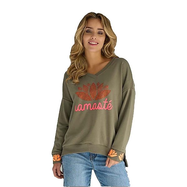 Miss Goodlife Sweatshirt V-Neck Namasté Strass günstig online kaufen