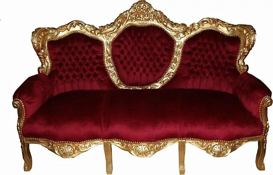 Casa Padrino 3-Sitzer Barock 3er Sofa King Bordeaux Rot / Gold Mod2 - Wohnz günstig online kaufen
