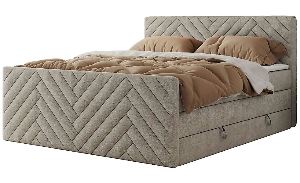 Boxspringbett mit Bettkasten Paris King Duo ¦ beige ¦ Maße (cm): B: 121 H: günstig online kaufen