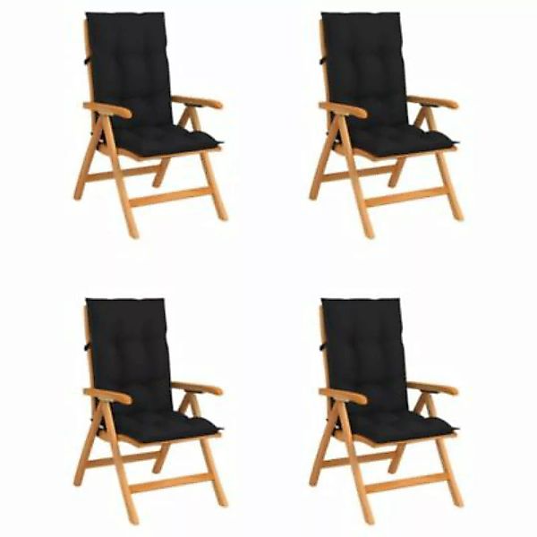 vidaXL Verstellbare Gartenstühle mit Auflagen 4 Stk. Massivholz Teak Garten günstig online kaufen