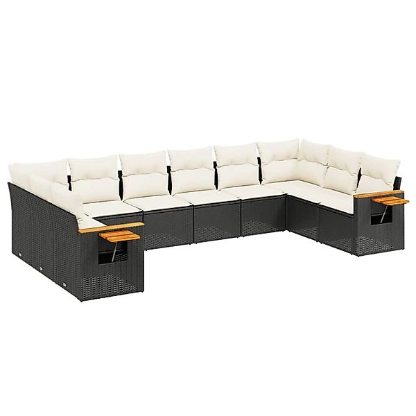 vidaXL 10-Tlg Garten-Sofagarnitur mit Kissen Schwarz Poly Rattan 3227162 günstig online kaufen