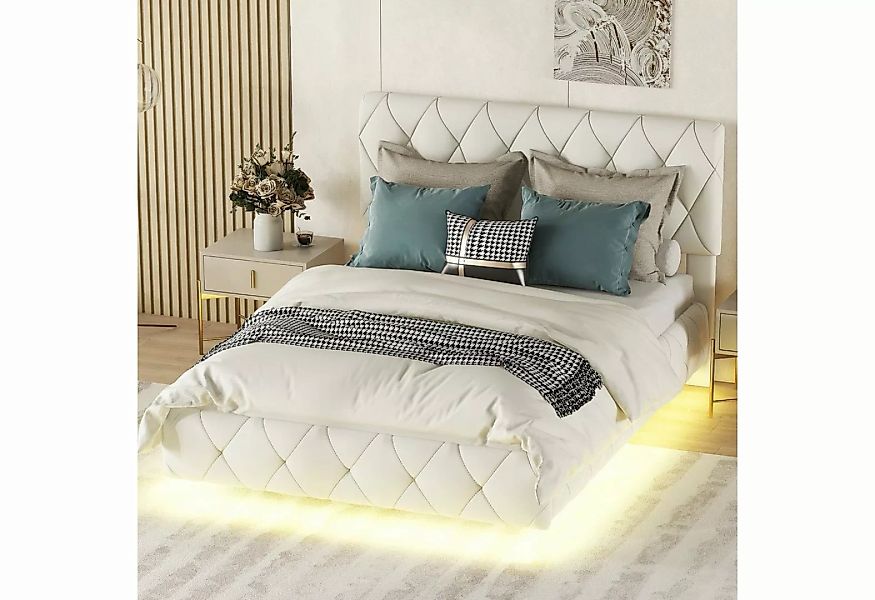 OKWISH Polsterbett Gästebett Bett Doppelbett Schwebebette (mit Lichtleisten günstig online kaufen