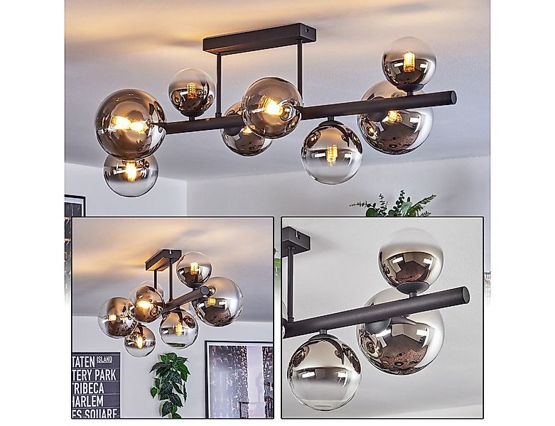 hofstein Deckenleuchte Deckenlampe aus Metall/Glas in Schwarz/Chrom-/Rauchf günstig online kaufen