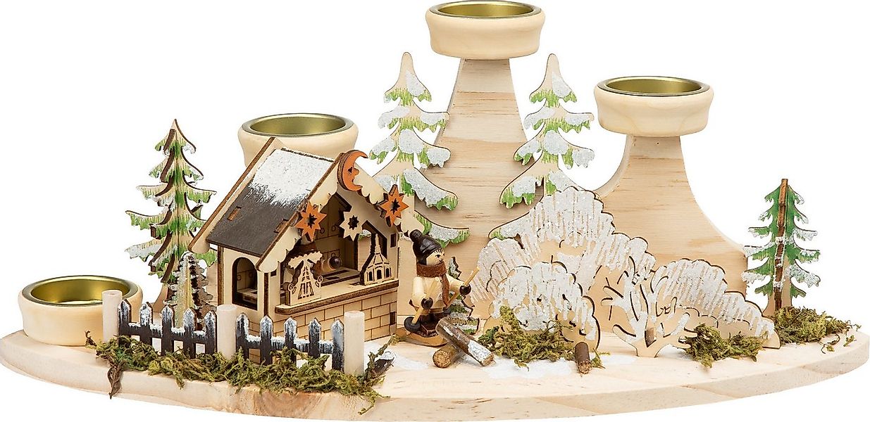 SIKORA Dekoobjekt DK06 Holz Kerzenhalter Teelicht Winter Deko Landschaft günstig online kaufen