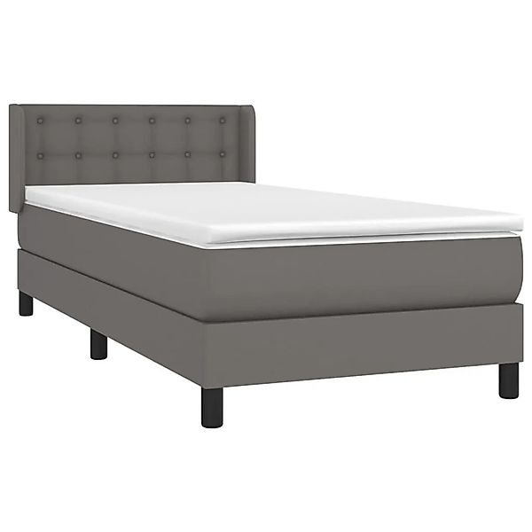 vidaXL Boxspringbett mit Matratze Grau 90x190 cm Kunstleder 3130755 günstig online kaufen