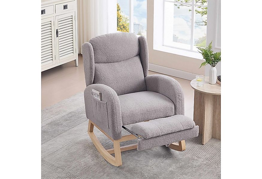 BlingBin Schaukelstuhl (1 St), mit Teddy-Stoff, klappbarer Fußstütze und Se günstig online kaufen