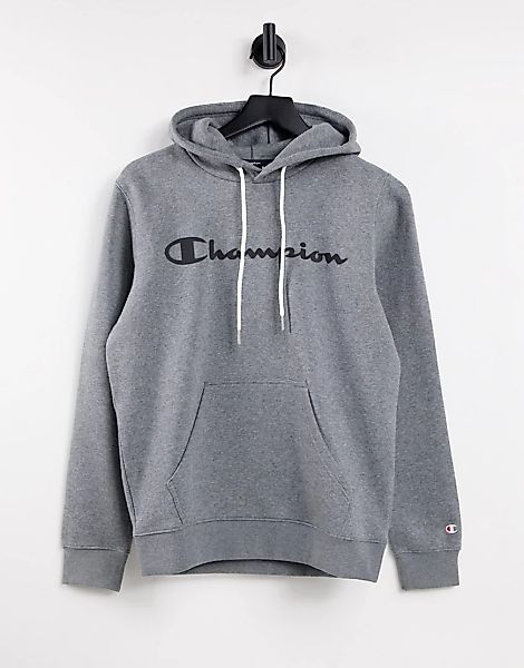 Champion – Kapuzenpullover in Grau mit Logo günstig online kaufen