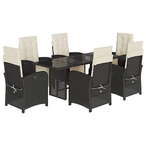 vidaXL 7-Tlg Garten-Essgruppe mit Kissen Schwarz Poly Rattan 3212486 günstig online kaufen