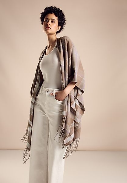 STREET ONE Strickponcho mit Karo Muster günstig online kaufen