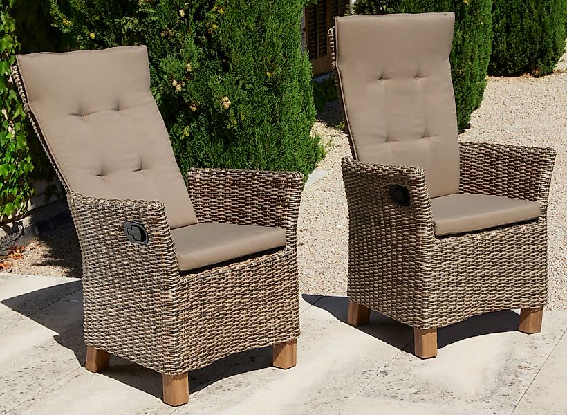 MERXX Gartenstuhl "Toskana, TOPSELLER" (Set) 2 Stk.2er Set, Polyrattan/Akaz günstig online kaufen