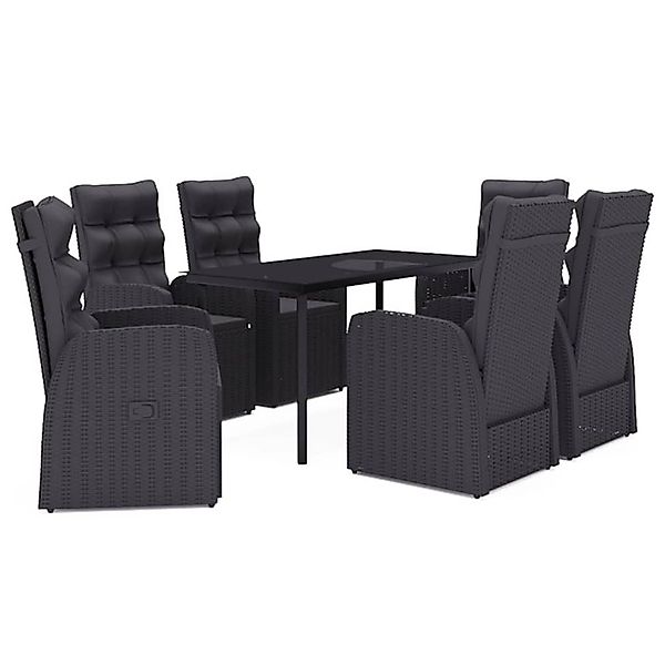 vidaXL 7-Tlg Garten-Essgruppe mit Kissen Schwarz 3099499 günstig online kaufen