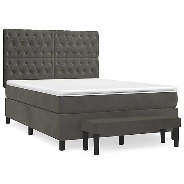vidaXL Boxspringbett mit Matratze Dunkelgrau 140x200 cm Samt1469805 günstig online kaufen