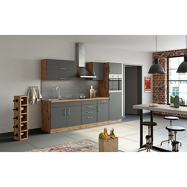 Held Möbel Küchenzeile Sorrento 270 cm Anthr.-Wotaneiche ohne E-Geräte günstig online kaufen