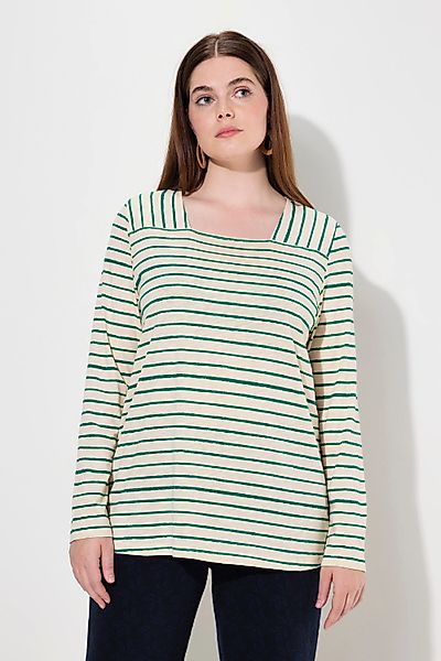 Ulla Popken T-Shirt Shirt Ringel Carree-Ausschnitt günstig online kaufen